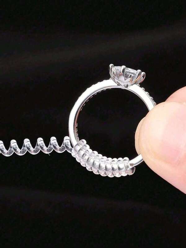 4pcs/8pcs - 4 Different Models Of Transparent Plastic Spring Invisible Ring Adjuster, Spiral Ring Size Adjustable Spring
