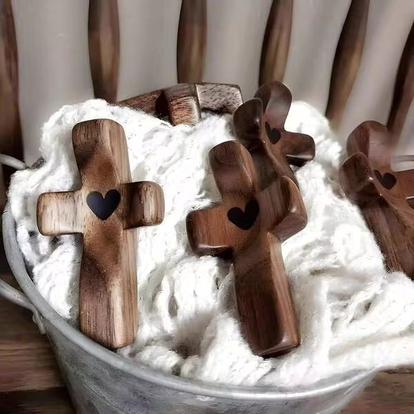 Christian Wooden Cross Set 3/6/10/20 Pcs – Handheld Prayer Cross My Heart, Encouragement Gift To Relieve Anxiety, Inspirational Easter Day Gift For Faith